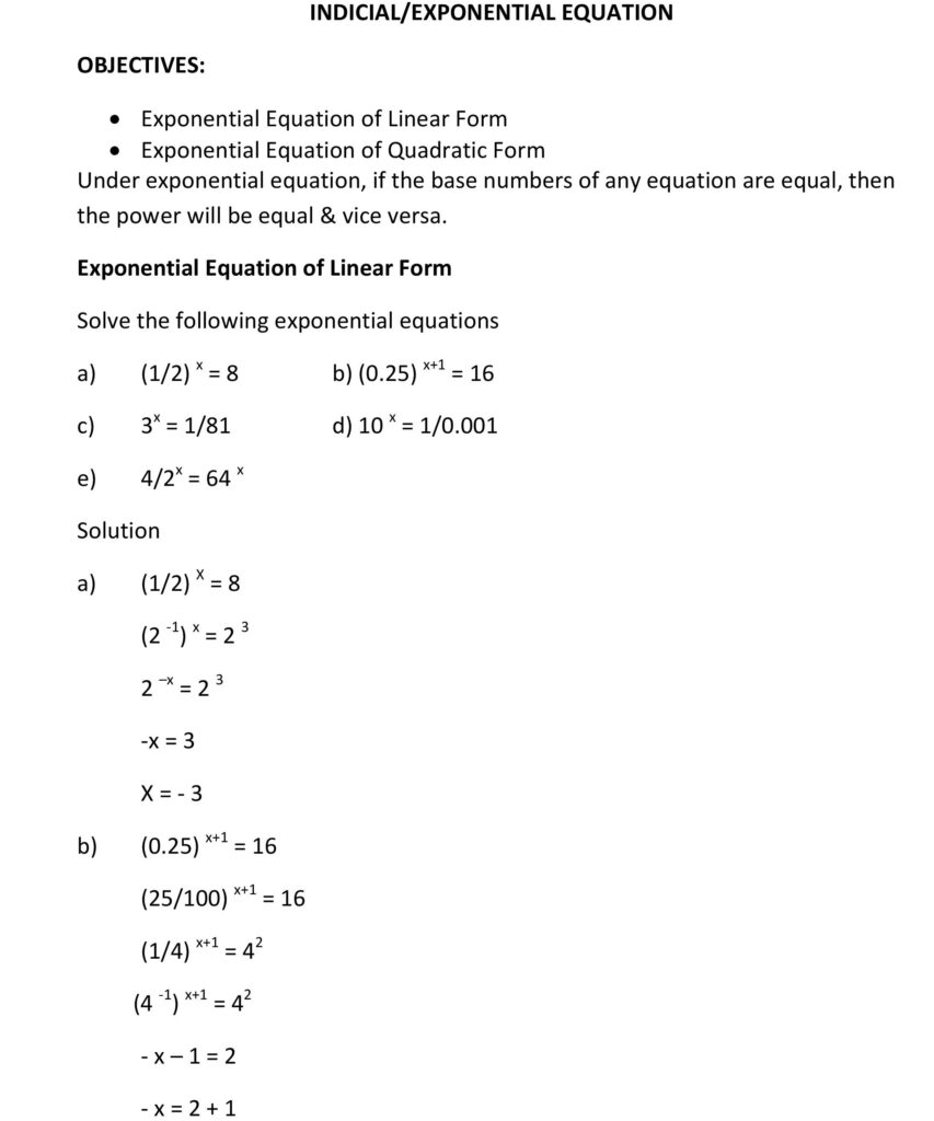 INDICIAL EXPONENTIAL EQUATION 1
