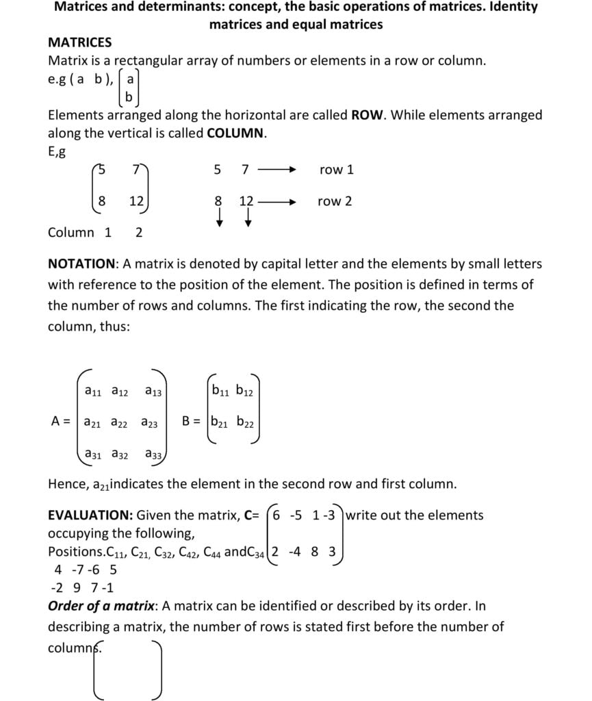 Matrices and determinants 1