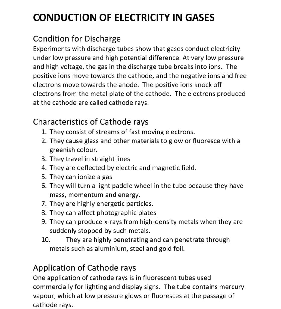 CONDUCTION OF ELECTRICITY IN GASES 1